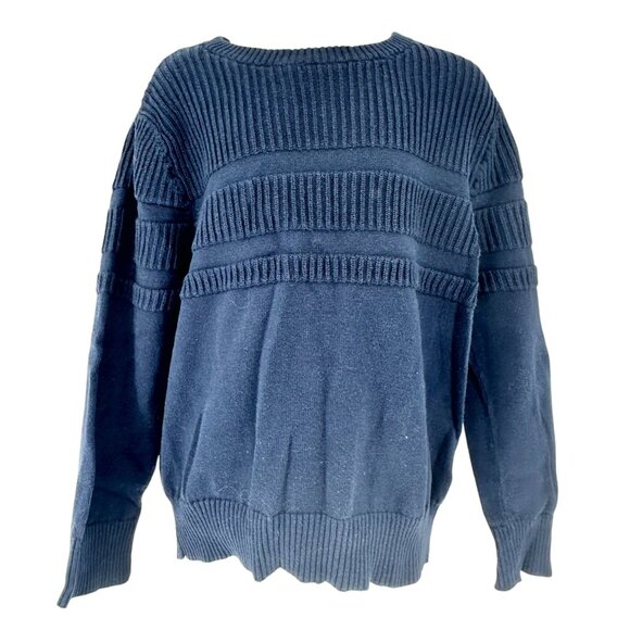 Cat & Jack Sweater Kids XS (4/5) Navy Blue Ribbed Knit 100% Cotton LS - Picture 1 of 5